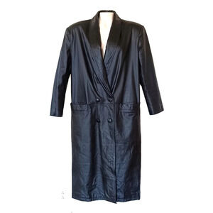 Vintage Luis Alvear Leather Maxi Length Trench Coat Indie Sleeze Goth